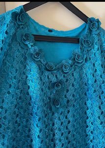 Blue Lace Midi Dress(kurti)