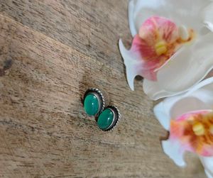 Vintage Green Gemstone Stud Earrings
