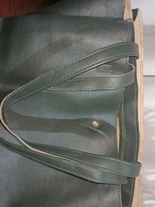 Stylish Dark Green Leather Tote Bag
