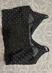 Stylish Black Polka Dot Top and Bottom Set