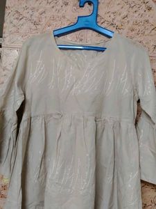 Elegant Beige Kurta with Delicate Embroidery