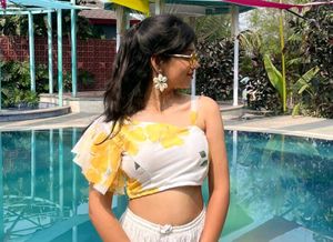 Floral Print one shoulder top (stitched)