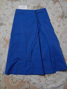 Chic Blue Cotton A-line Skirt | Brand New | Half P