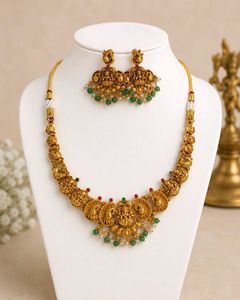 Intricate Gold Necklace & Earring Set