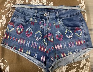 Ginger Embroidered Denim Shorts