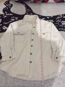 Cream Corduroy Oversized Shacket
