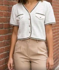 Chic Textured Button-Up Crop Top