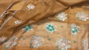Elegant Brown Embroidered Saree