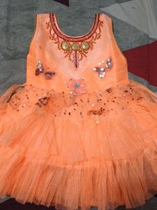 Sparkling Orange Girls Party Dress
