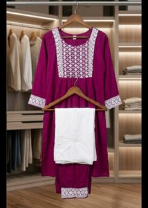 Purple Kurta Set Embroidery with dupatta