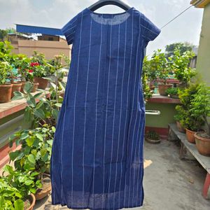 Navy Blue Striped Kurta