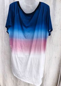 I. Gradient Lace-Up V-Neck Tunic Top