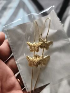 Gold Butterfly Dangle Earrings