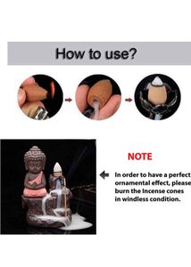 Smoke Fountain Meditating Buddha Backflow Incense Burner with 50 Backflow Cones (Pack Of 2)