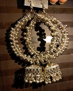 Boho Beaded Hoop Jhumka Earrings