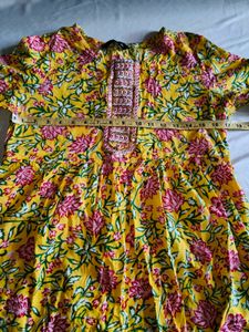 Vibrant Yellow Floral Print Kurti