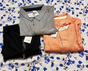 Men’s Collared Shirt Combo – Grey, Orange & Black