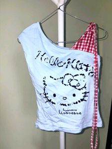 Cute Hello Kitty One-Shoulder Top