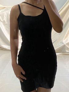 Chic Black Ruched Mini Dress