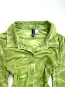 Green Patterned Long Sleeve Top