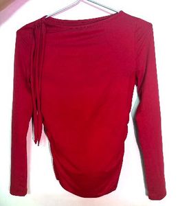 Savana Maroon Long Sleeve Ruffle Top