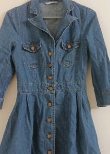 Blue Denim Button-Up Dress