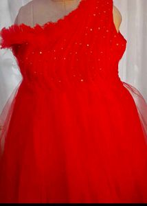 Stunning Red Embellished One-Shoulder Gown