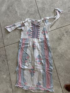 White Block Print Kurta