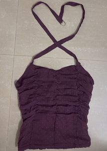 Sheer Ruched Halter Top