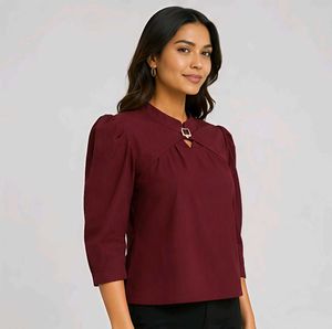 Burgundy Puff Sleeve Top