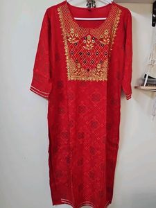 Red Printed Kurta