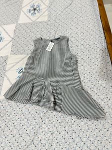 completely new Striped Peplum Sleeveless Top