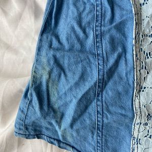 Denim lacy tie up top