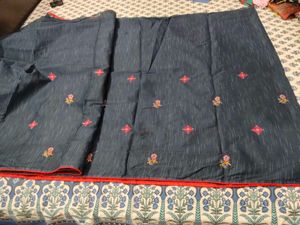 Elegant Dark Blue Embroidered Saree✨💙♥️