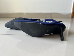 Nell Navy Blue Diamond Studded Heel Boots