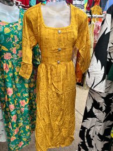 Yellow Printed Anarkali Style frock
