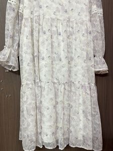 Branded pure chiffon Floral Print Midi Dress