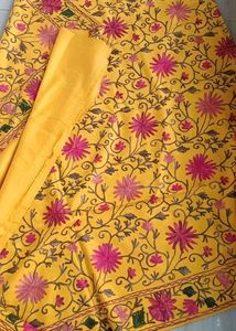 Yellow Floral Embroidered Shawl