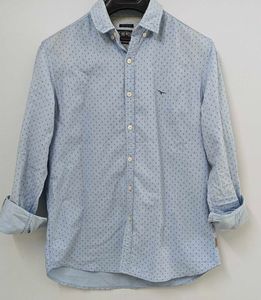 Classic Light Blue Dotted Button-Down Shirt