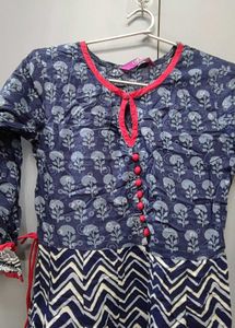 Chic Navy Blue Printed Kurta