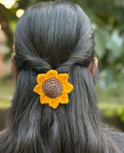 Handmade Crochet Sunflower Hair Ties Set of 8