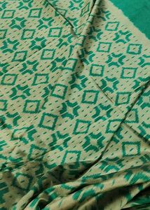 Beautiful Green & Beige Ikat woven silk saree