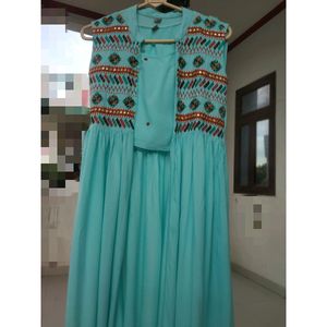 Women Printed Crop Top Kurti With Skirt