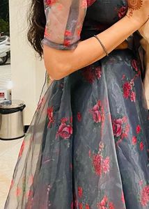 Floral Print Organza Lehenga Choli Set