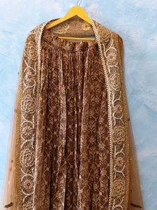 Elegant Brown Lehenga with heavy Dupatta