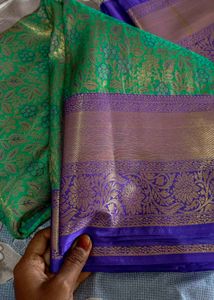 Elegant Green &amp; Purple Pattu Saree