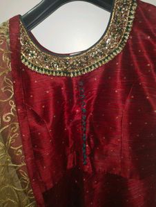 Elegant Red Embellished Anarkali Gown
