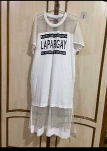 White Tunic Dress with "LAPARGAY" Print