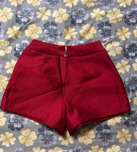 Red High-Waisted Shorts