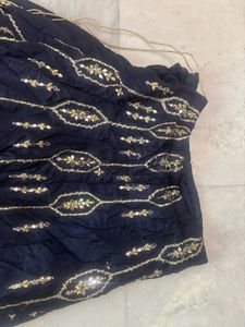 Elegant Navy Blue Embroidered Lehenga Choli